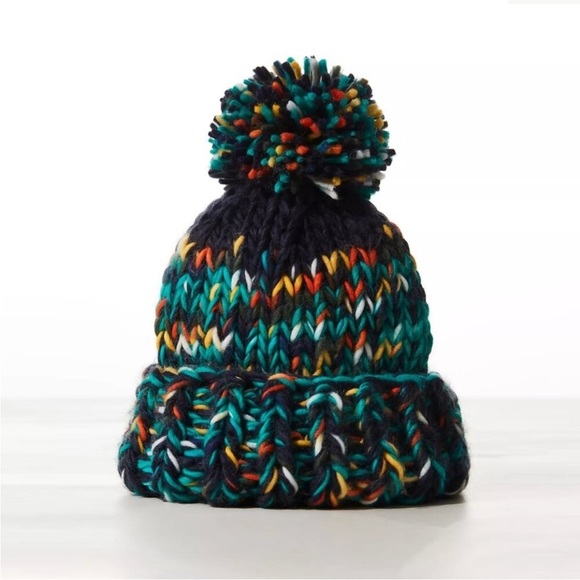 Free People Tide Knit Pom Beanie One Size in Forest Green Combo NWOT main image 8